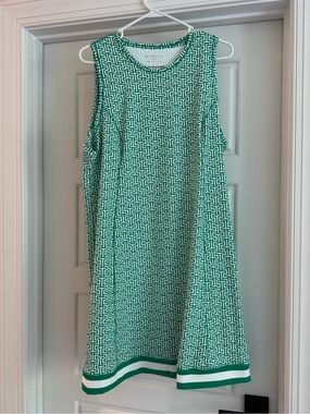 Southern Tide Green & White Geometric Sleeveless Dress XL
